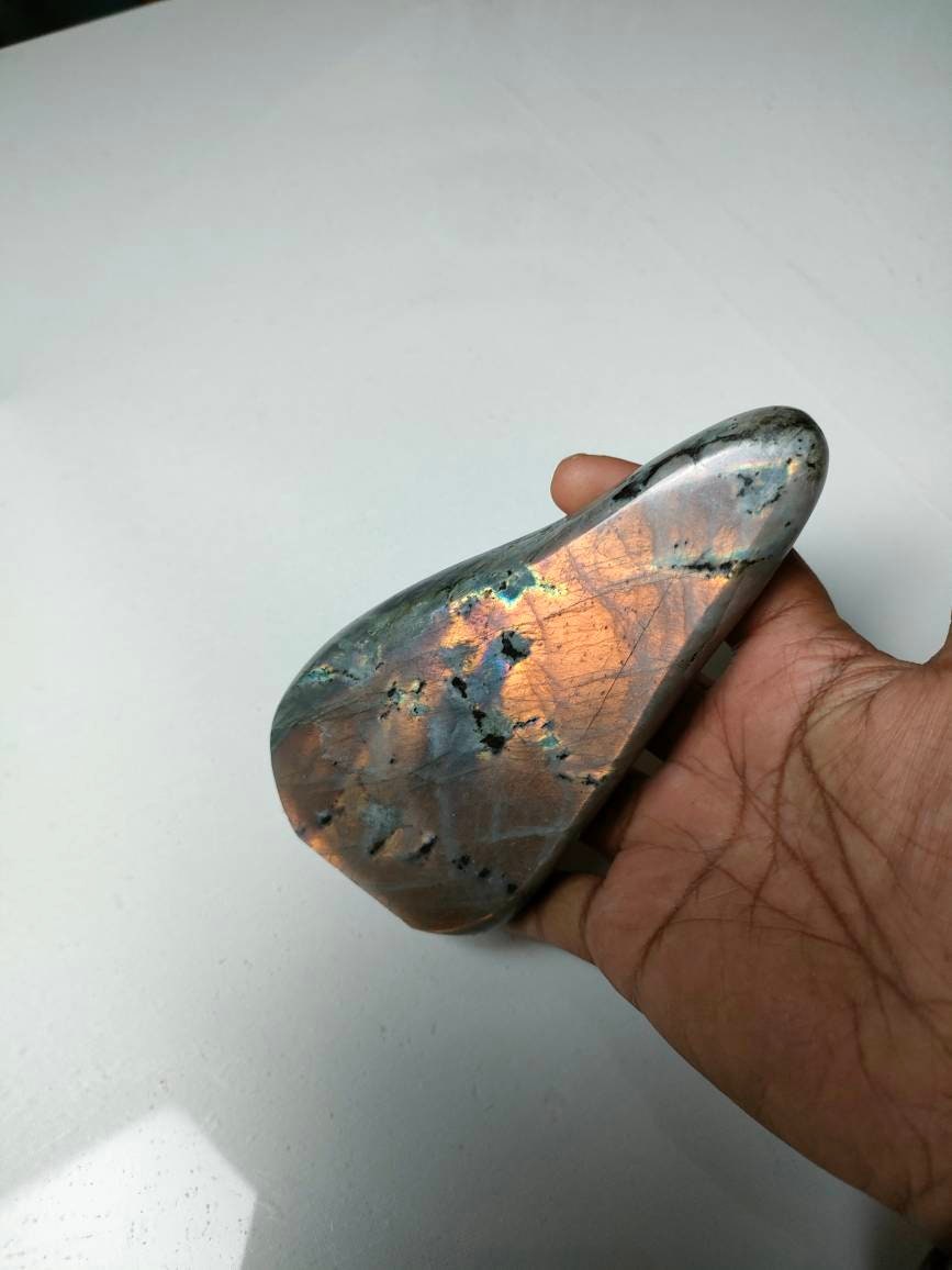 Labradorite 542Gr - Orange Dorée-Forme Libre