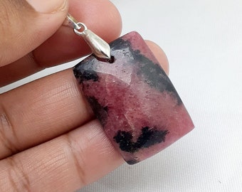 Rhodonite - 10,1Gr -rose-rouge et noire - pendentif-MRH7