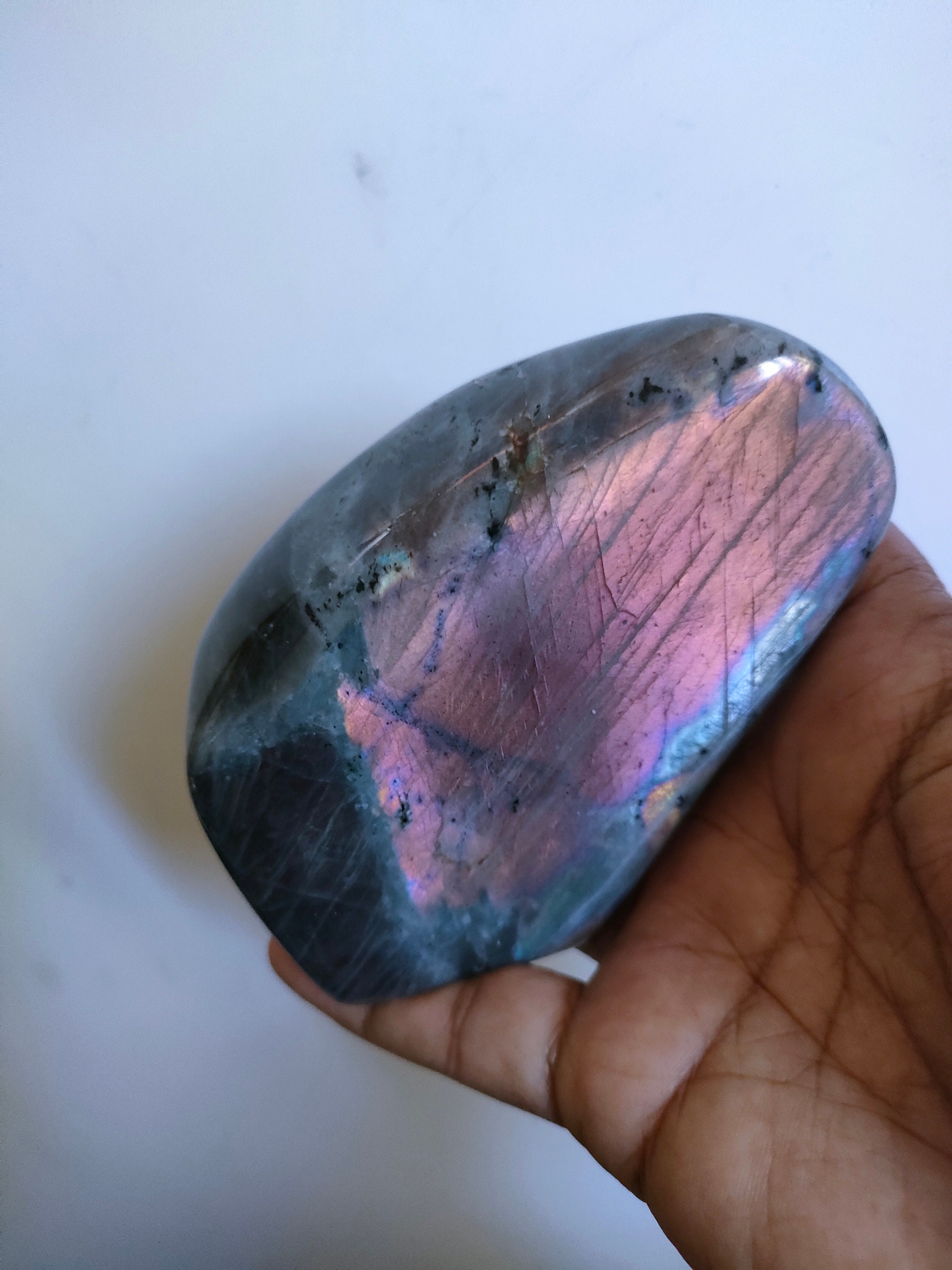 Labradorite 491Gr - Rose Violette et Grise Forme Libre