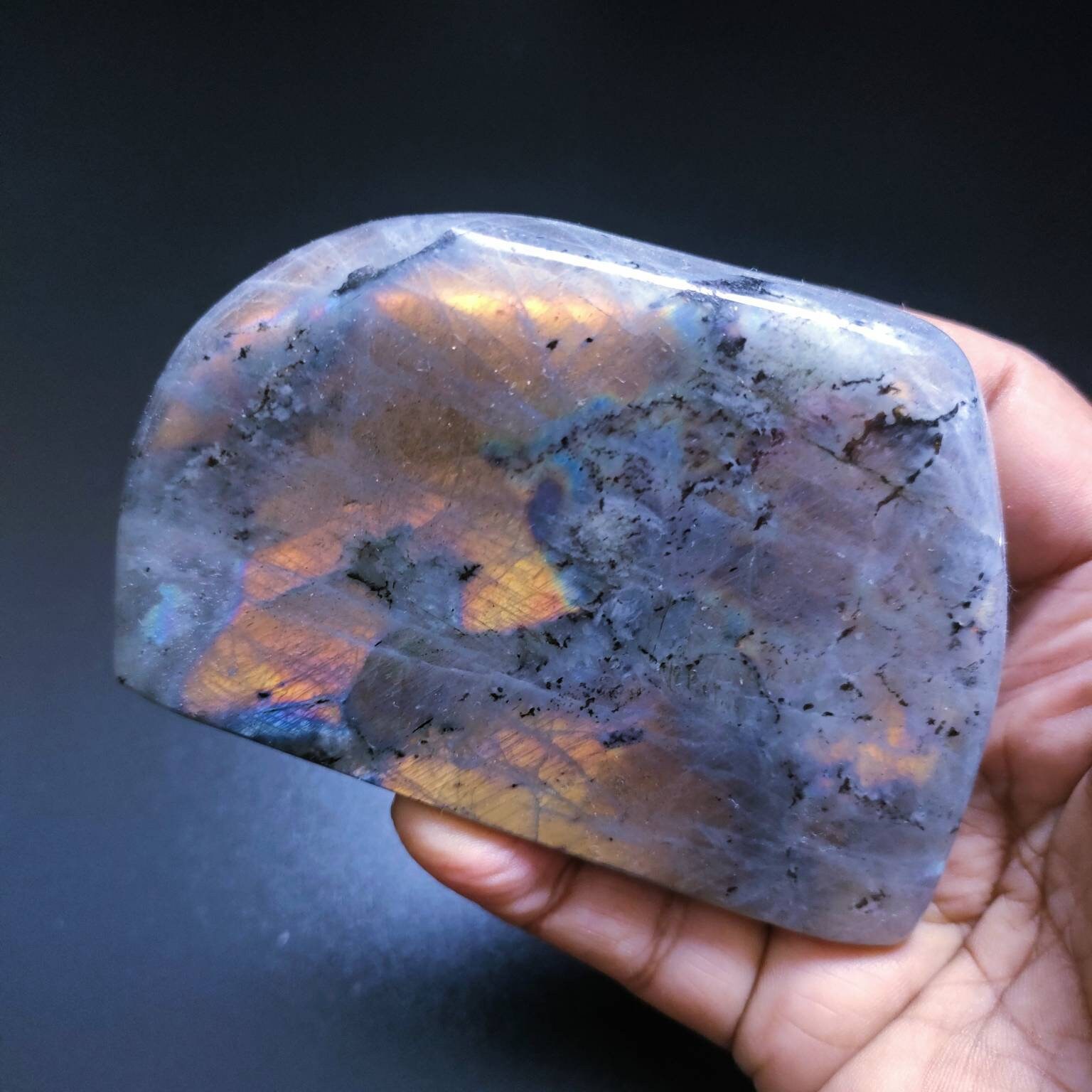 Labradorite 426, 10Gr - Orange Dorée Forme Libre