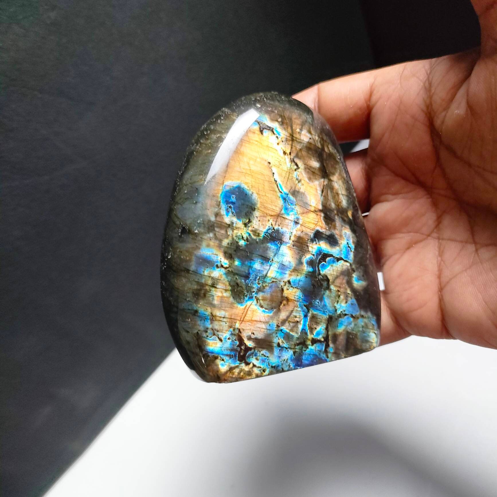 Spectrolite 388, 80Gr - Orange Dorée et Bleue Mini Forme Libre