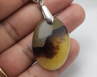 SEPTARIA 7,5Gr -Jaune et marron - pendentif -MHR11