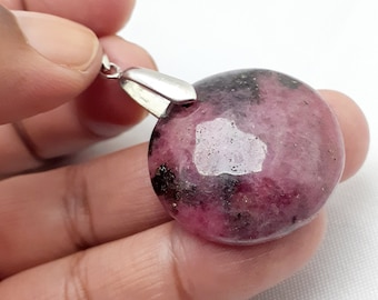 Rhodonite -10,9Gr -rose-rouge et noire - pendentif-MRH7