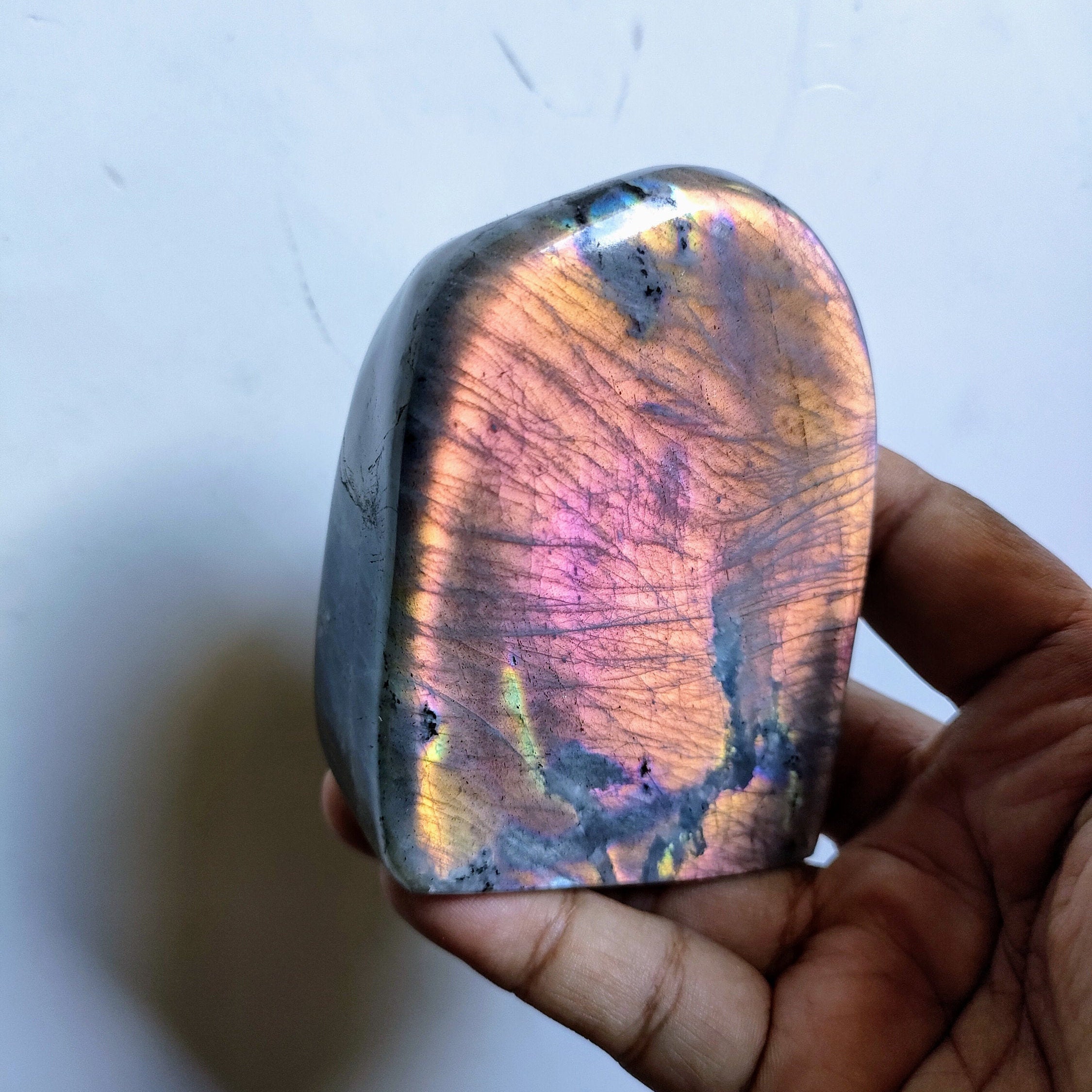 Labradorite 478, 10Gr - Rose Orange Dorée Forme Libre