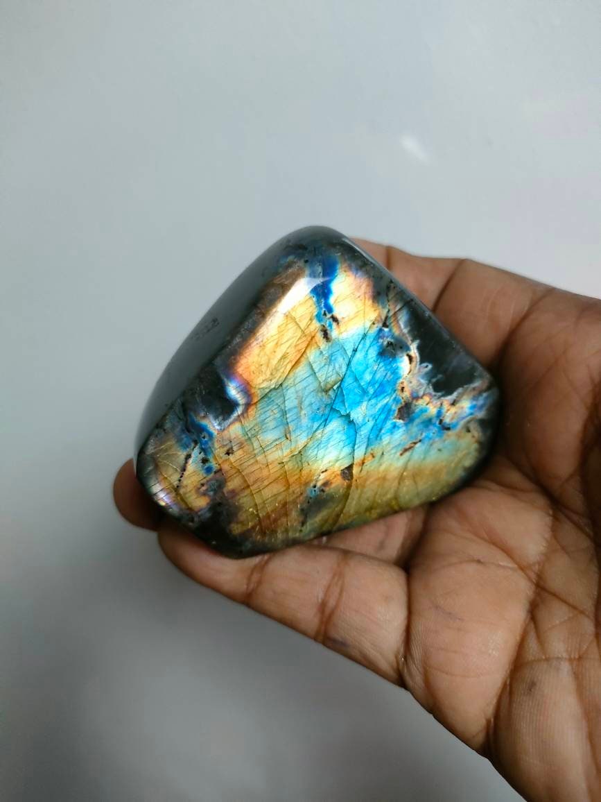 Labradorite 202Gr - Bleue et Jaune Dorée-Mini Forme Libre