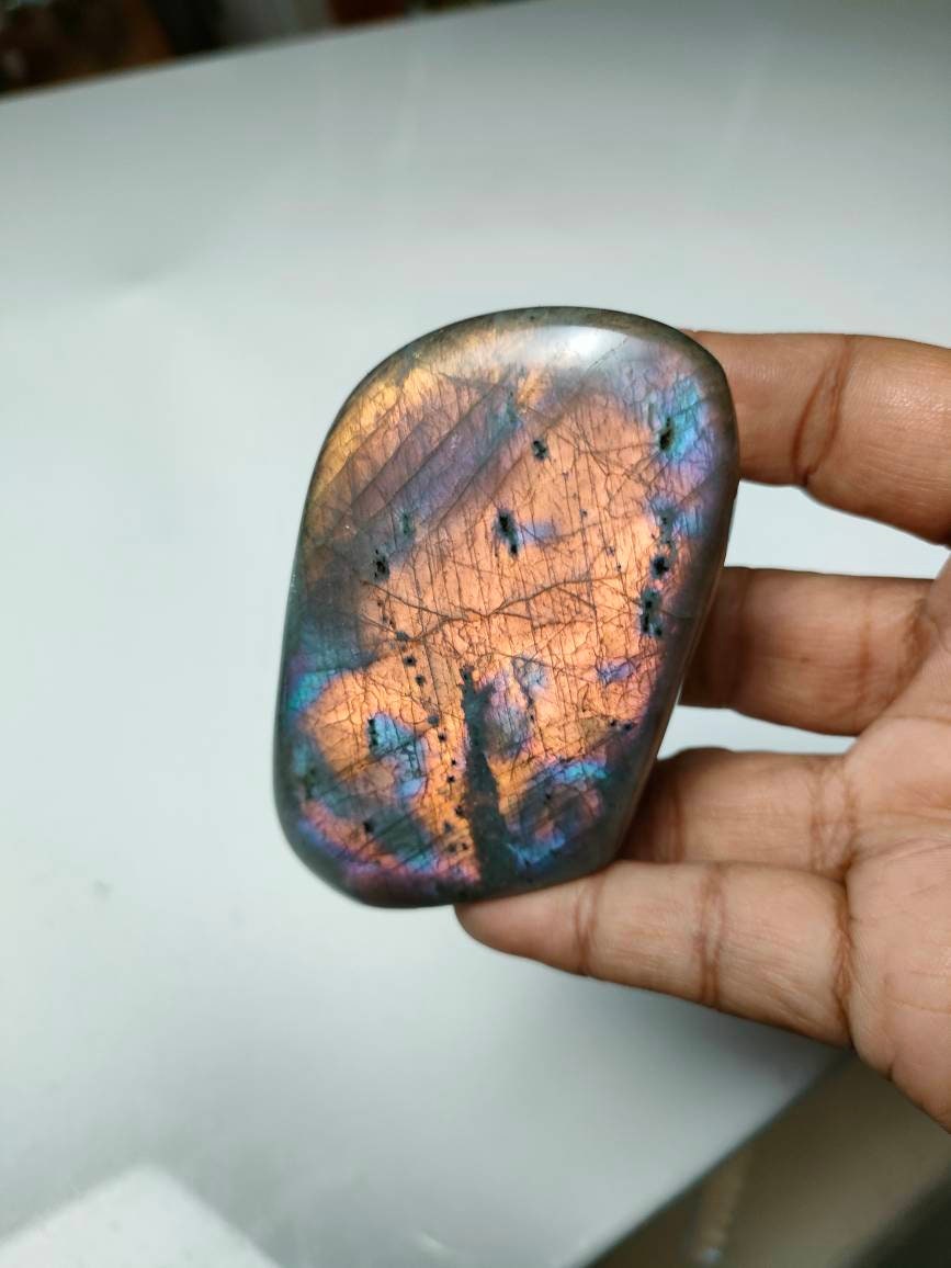 Labradorite 257, 10Gr - Orange Dorée Mini Forme Libre