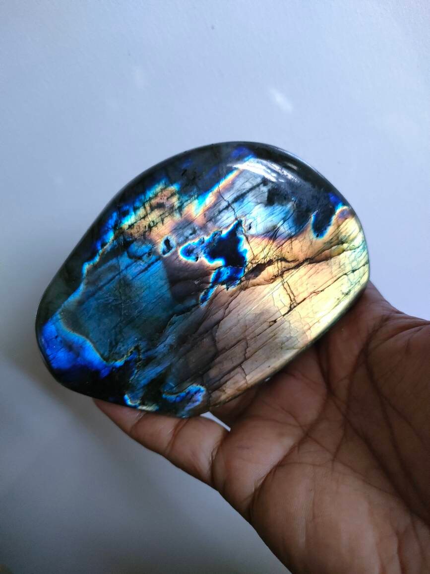 Spectrolite 668, 20Gr- Bleue Grise et Dorée Violacée - Mini Forme Libre