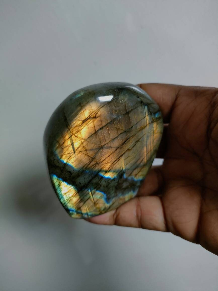 Labradorite 271, 80Gr - Orange Dorée-Forme Libre