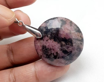 Rhodonite 11,5Gr -rose-rouge et noire - pendentif-MRH7