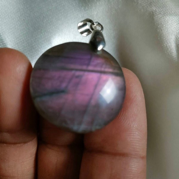 Labradorite 8,50Gr - violette - mini pendentif rond - AN