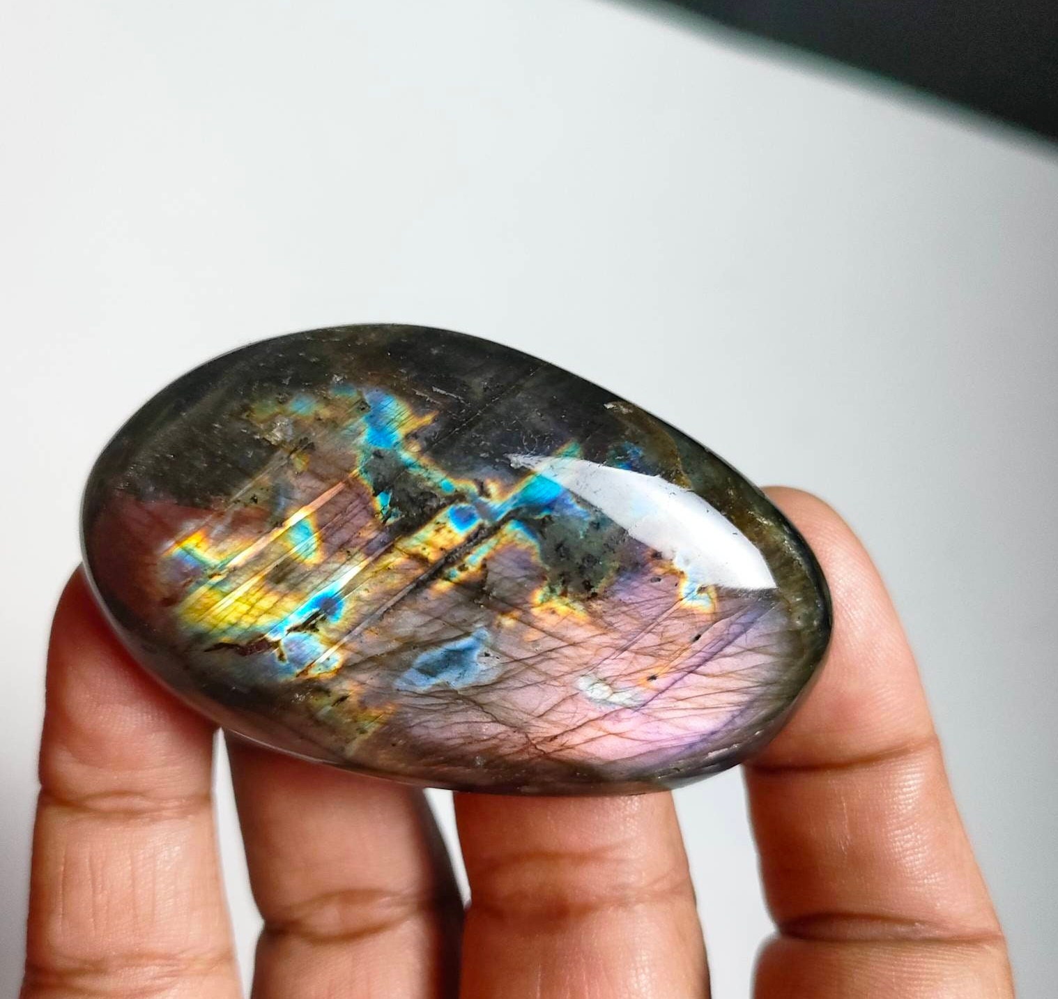 Spectrolite 76, 50Gr - Jrose Violacée Galet Ovale Xl