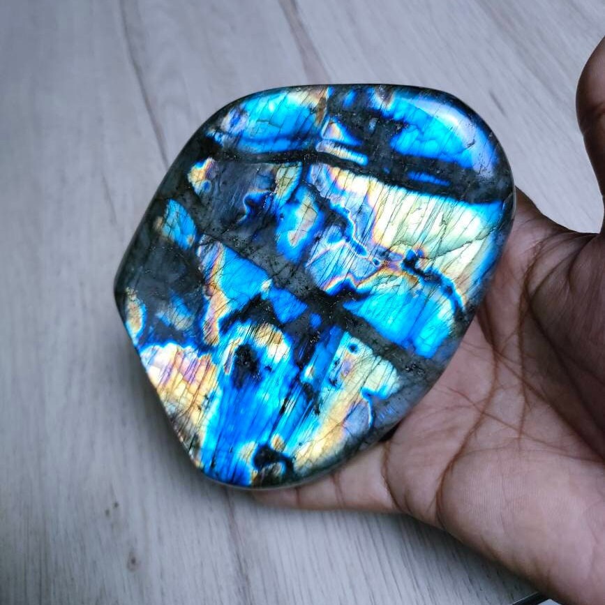 Spectrolite 953, 40Gr- Bleue et Jaune Dorée Violacée - Mini Forme Libre