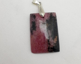 Rhodonite - 9,6Gr -rose-rouge et noire - pendentif-MRH7