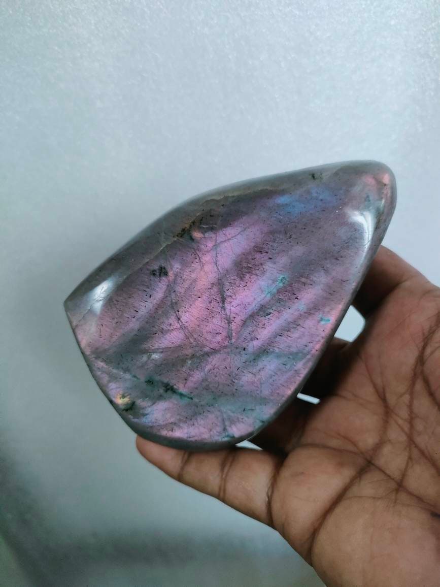 Labradorite 522, 10Gr - Rose Violacée et Grise Pailleté - Forme Libre