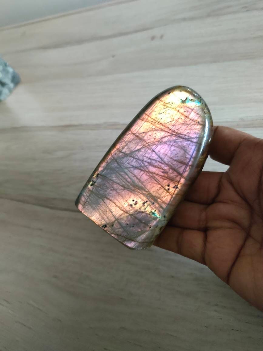 Labradorite 368, 10Gr - Orange Dorée Violacée- Forme Libre