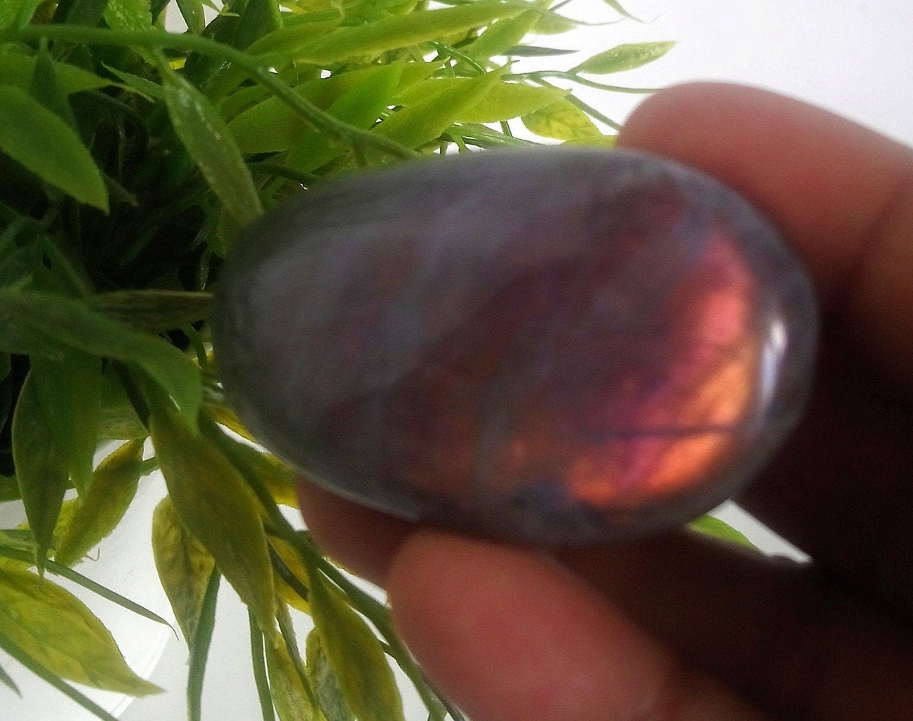 Labradorite 55, 10Gr - Orange Dorée Galet