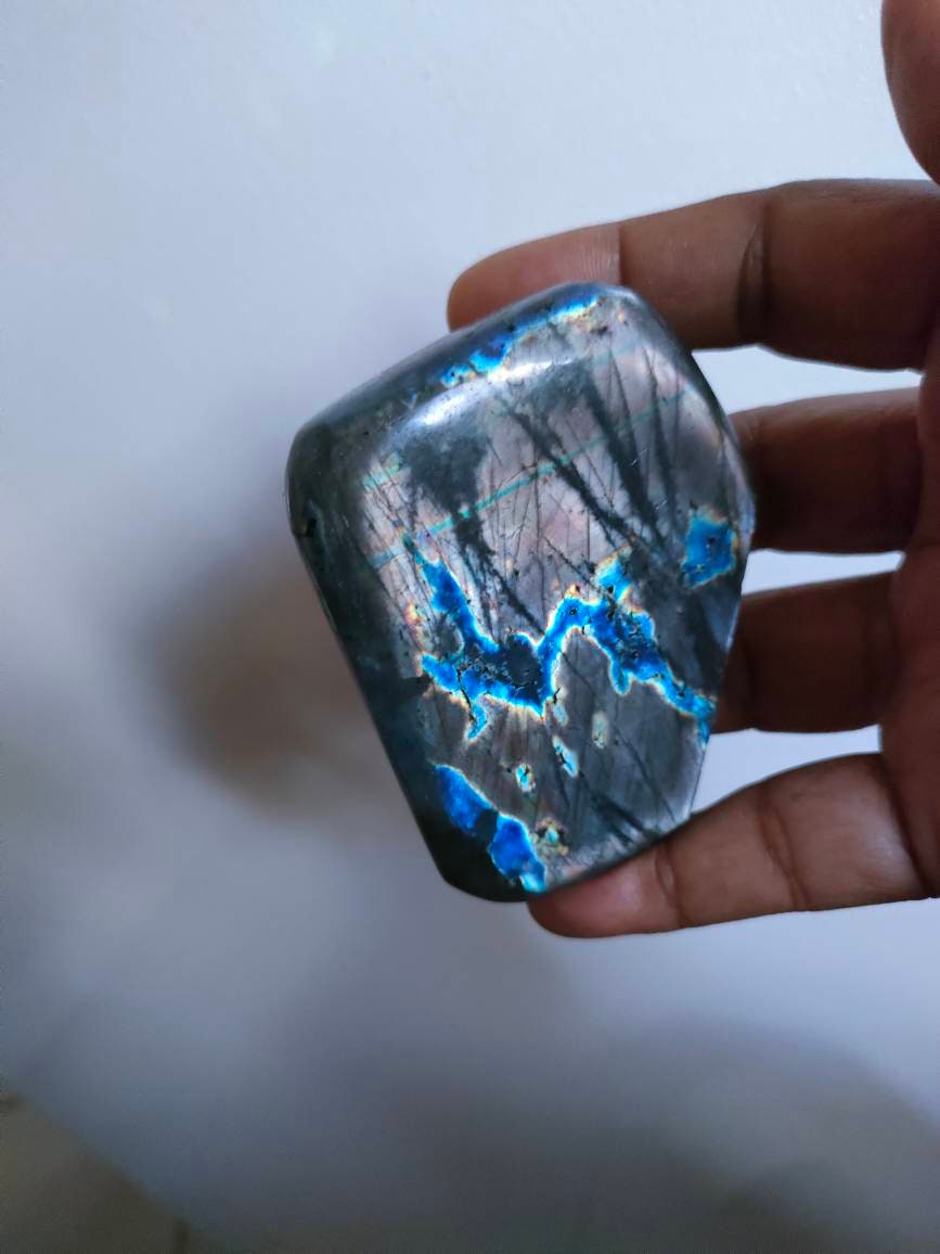 Spectrolite 228Gr- Marron Violacée et Bleue Flash - Mini Forme Libre