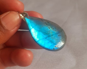 Labradorite 7,3 Gr - bleue flash - pendentif goutte-ADR3