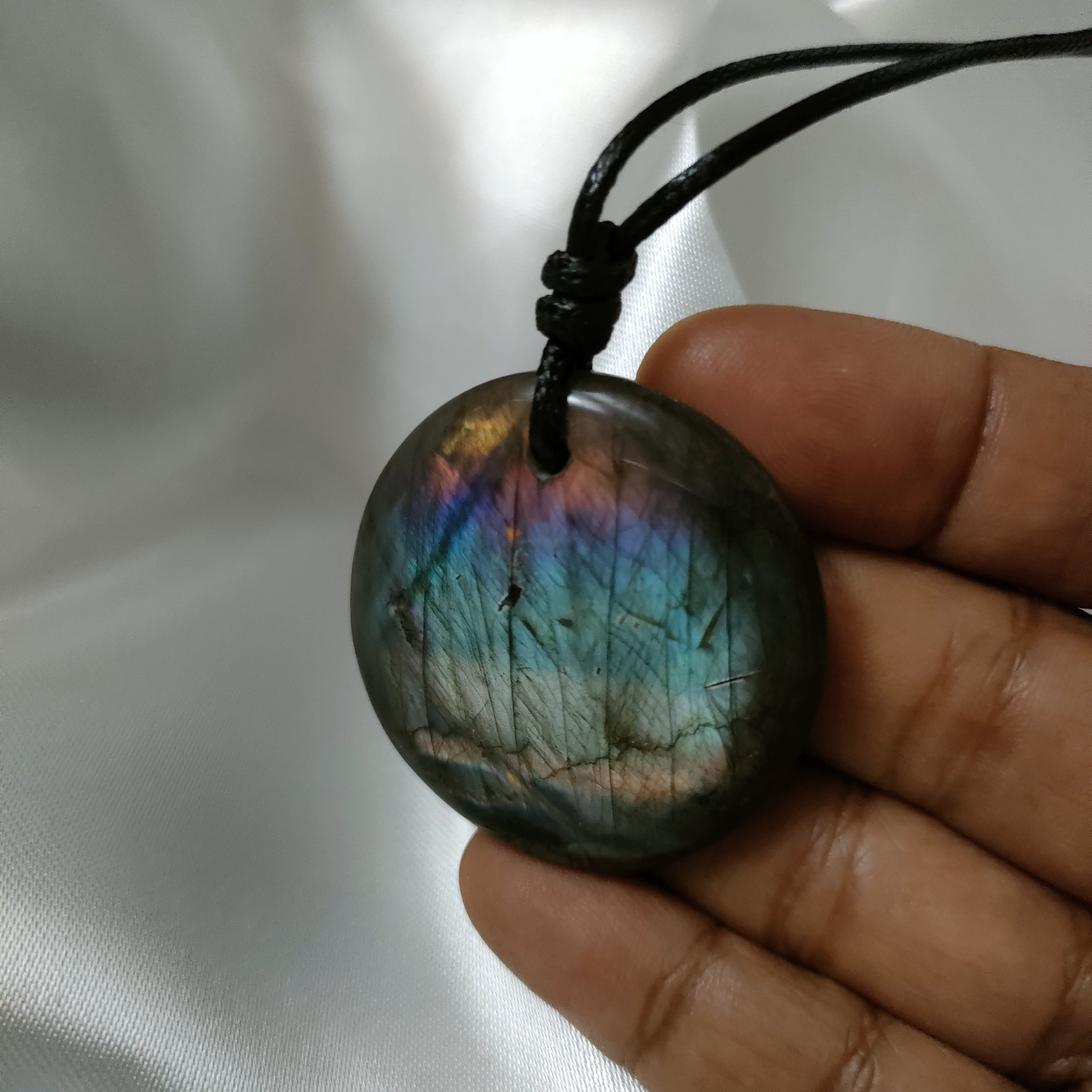 LABRADORITE 21.50gr Rainbow and Purplish Gray Multicolor Cord Necklace -  Etsy