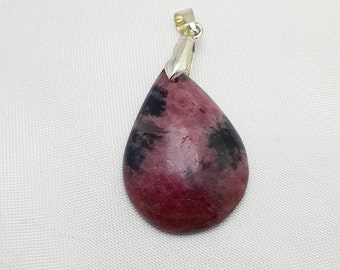 Rhodonite - 8,8Gr -rose-rouge et noire - pendentif-MRH7