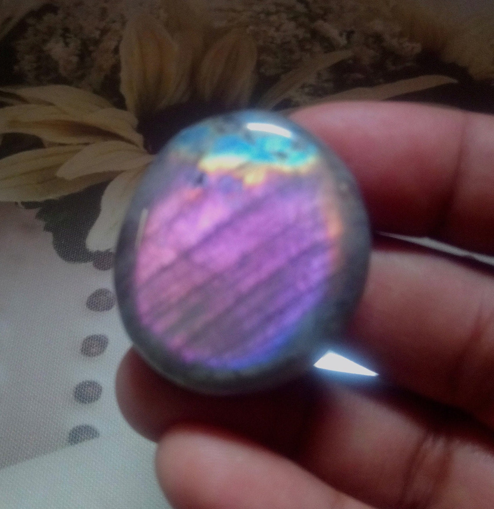 Labradorite 30, 80Gr - Rose Violacée et Bleue -Mini Galet Ovale