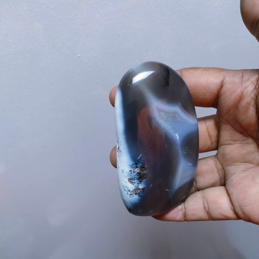 Agate Neige 198, 50Gr- Grise et Blanche - Mini Bloc à Poser