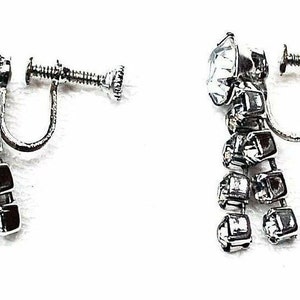 Rhinestone Earrings Vintage Dangle Drop Screwback Earrings for Non-Pierced Ears Estate Collectible Gift Her