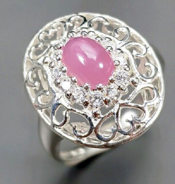 Oval Cabochon Ruby Ring: Amethyst Accents, Natura… - image 3