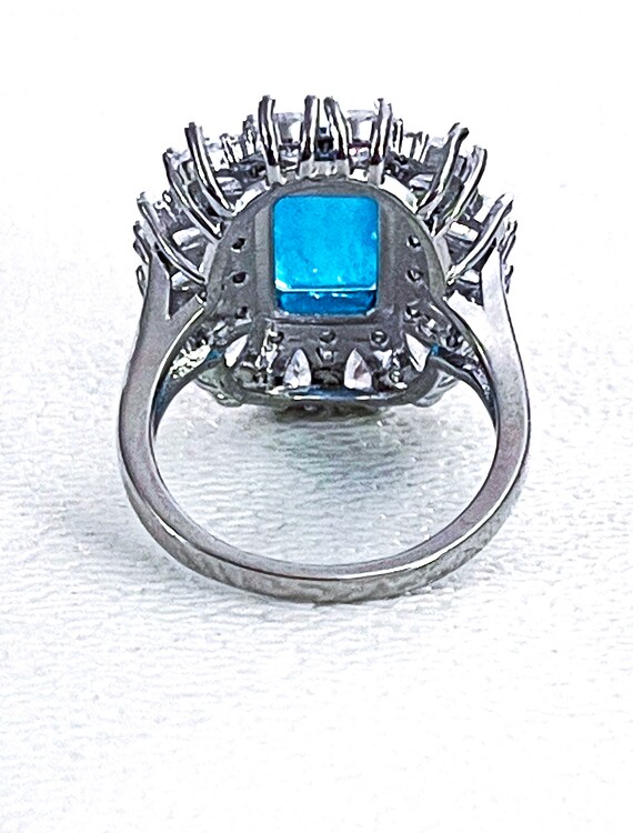 Iced Out Blue Flourite Crystal Ring w/ Quartz Cry… - image 4