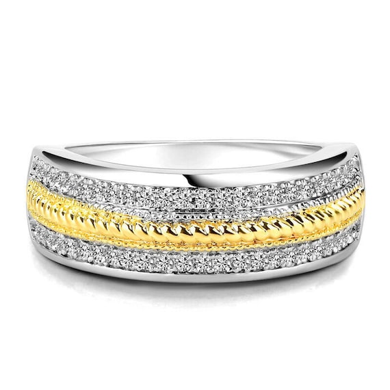 Edwardian Band Ring 2-Tone White & Yellow 14K Gold
