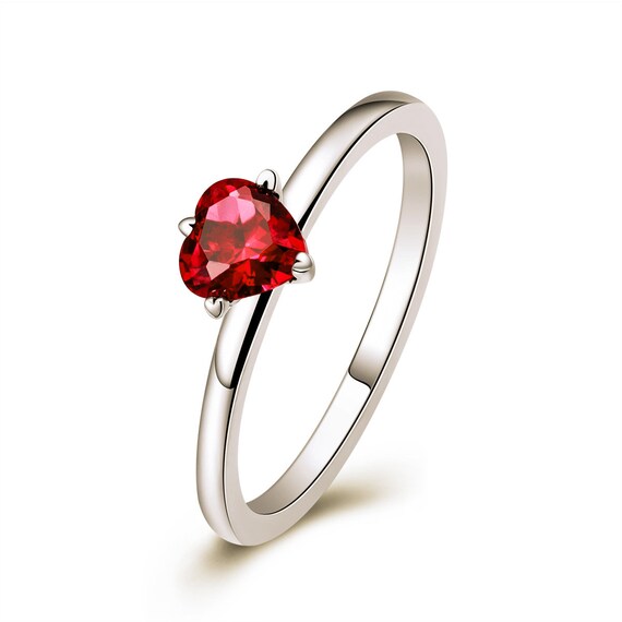 Ruby Heart Ring: Natural Gemstone, Sterling Silve… - image 2