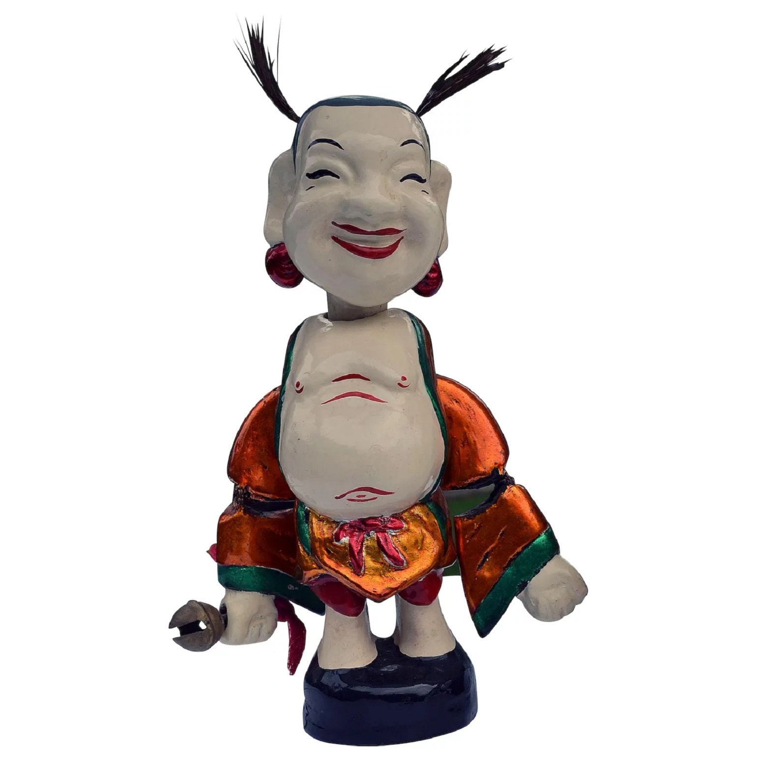 Ancienne marionnette asiatique articulée sur support
