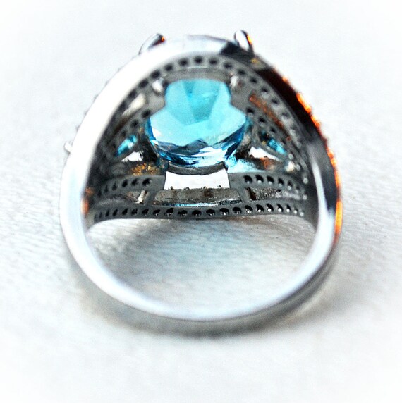 3.69 Carat Aquamarine w/ White Sapphires Sterling… - image 4