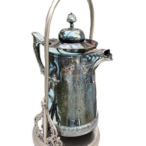 Mid-19th Century Victorian Tilting Pitcher on Stand Quadruple Silver-plated Rogers Smith & Co. Meriden, CT