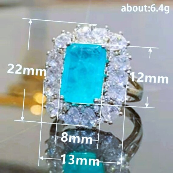 Iced Out Blue Flourite Crystal Ring w/ Quartz Cry… - image 7