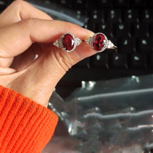 2.5 Carat Ruby Ring: White Sapphire Halo, 18k White Gold over Sterling Silver