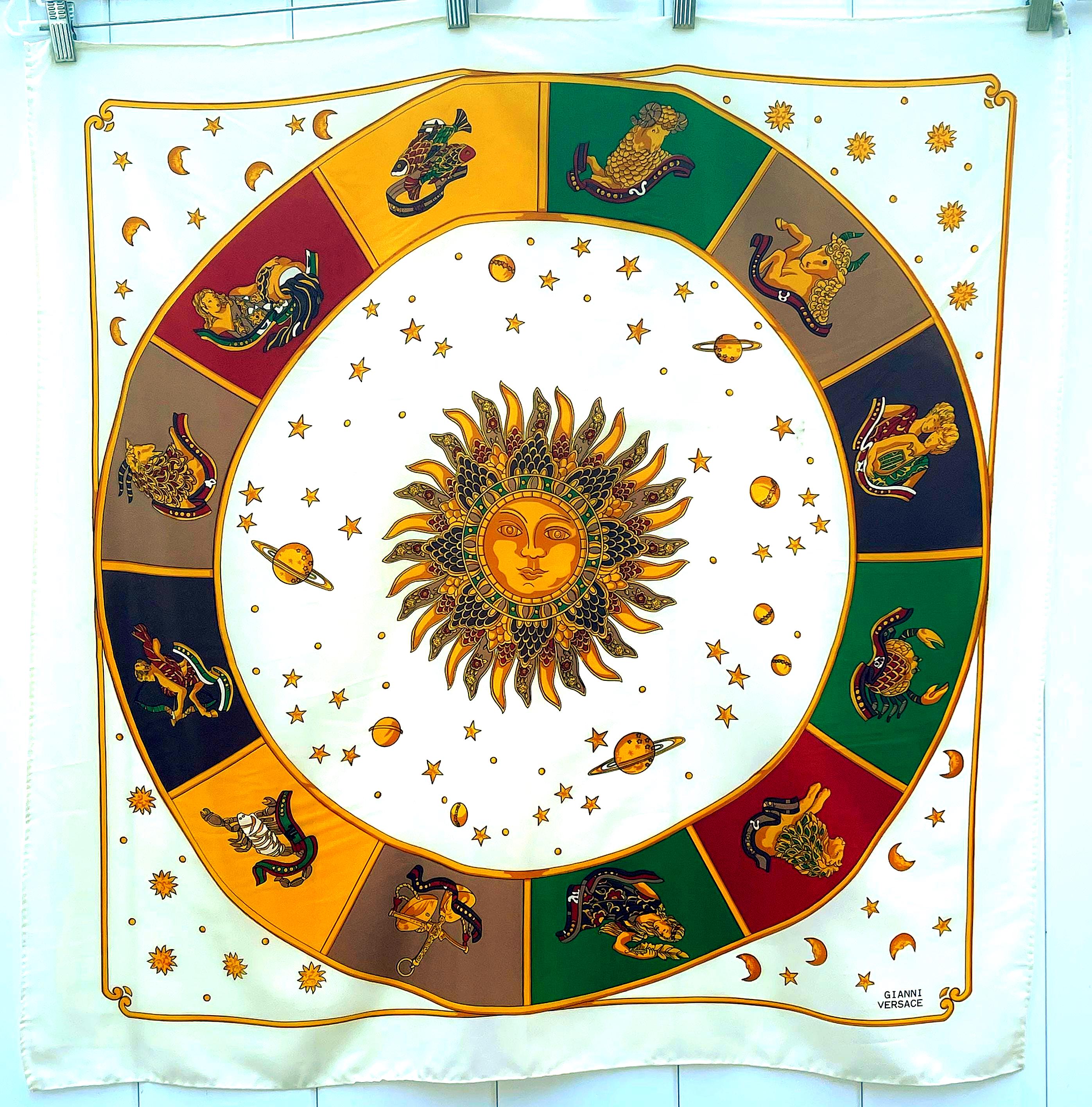 Versace Silk Scarf Gianni Versace Zodiac Scarf Vintage GIANNI