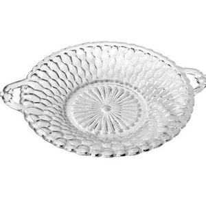 Vintage Indiana Glass Honeycomb Clear Serving Dish w/ Handles 9 1/4 inches Collectible Glassware