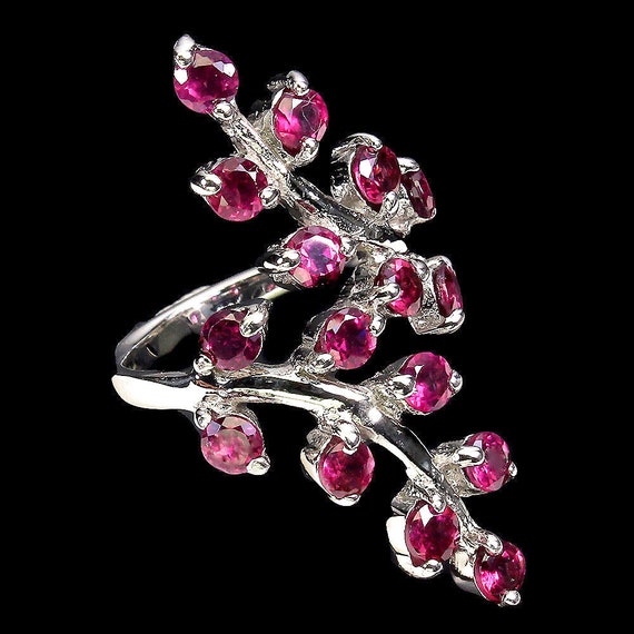 Art Nouveau Rhodolite Garnet Long Ring Natural Ge… - image 3