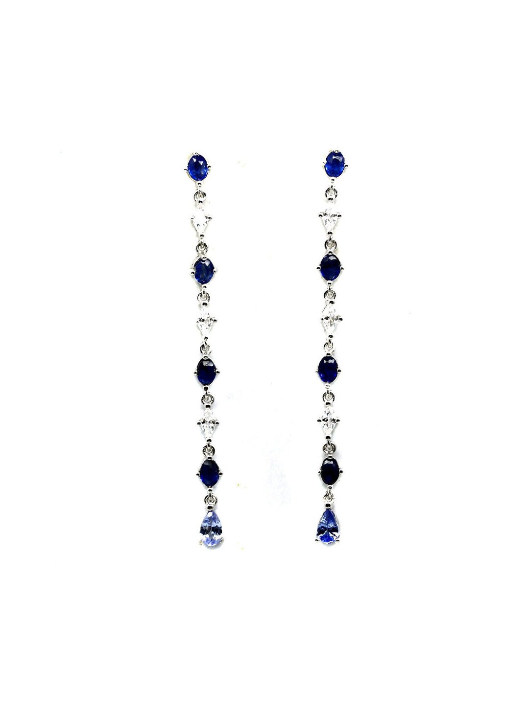 Amour Sterlingsilber 2 1/5 CT TGW Halskette Blau Und Weiß Saphir Tropfen