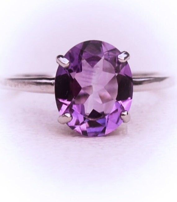 Amethyst Ring 2 3/4 Carat Faceted Oval Solitaire N