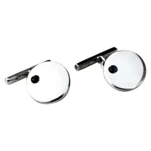 Sterling Silver Cufflinks w/ Cabochon Natural Sapphires Gift for Dad Best Man Gift for Him September Birthstone