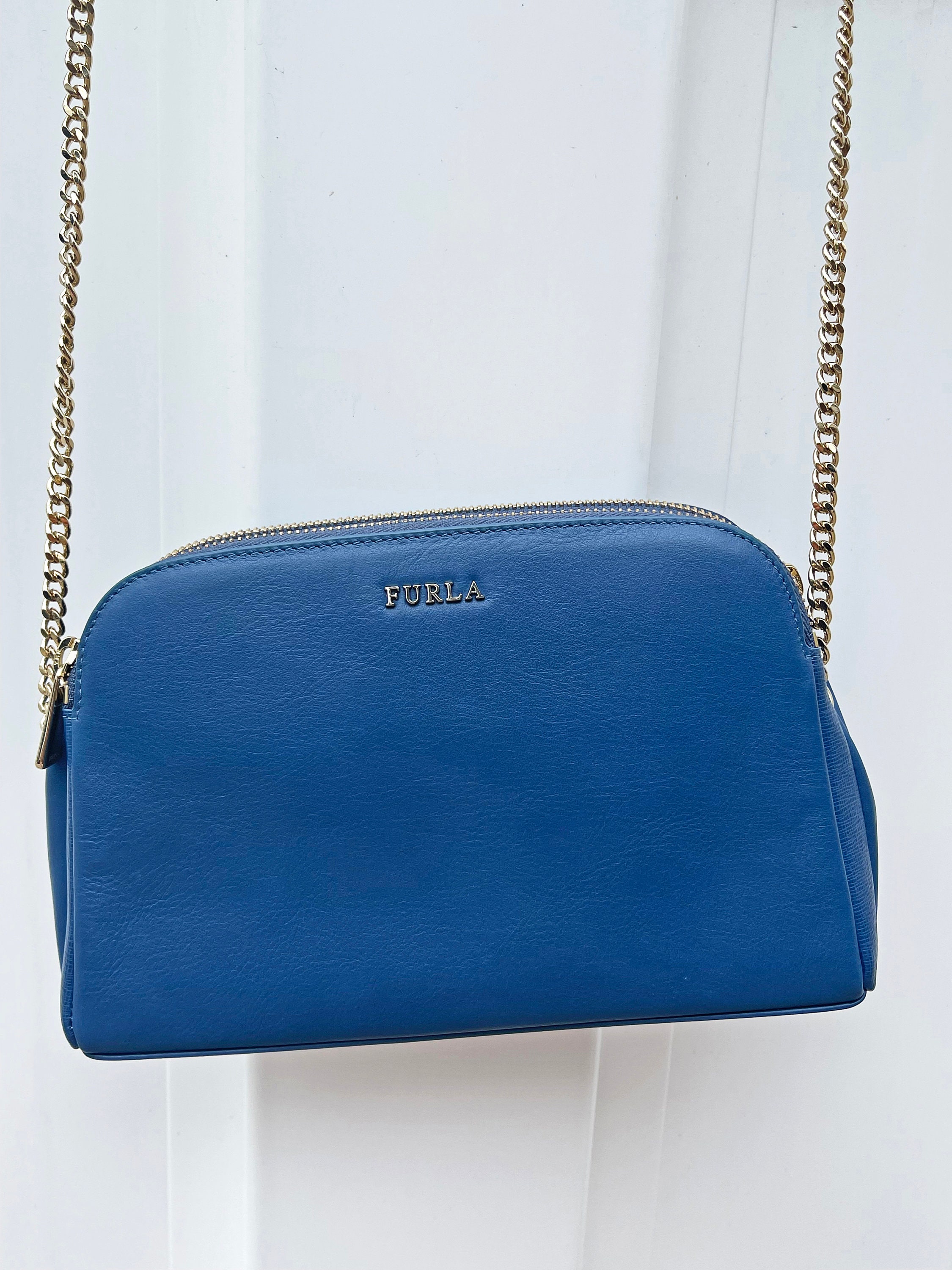 Beperking Bedankt Wiskunde Furla Crossbody Shoulder Handbag Chain Strap Blue Leather - Etsy