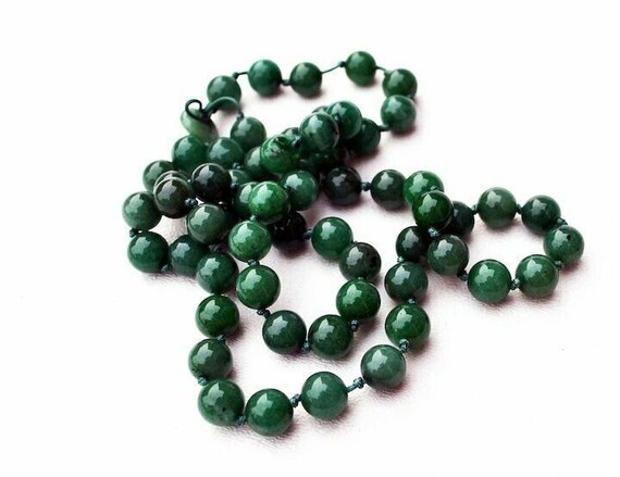 Aventurine 30 inch Hand Knotted Necklace Vintage … - image 3