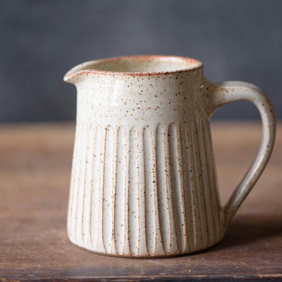 Handmade Natural Pottery Pitcher With Handle 18 Oz
