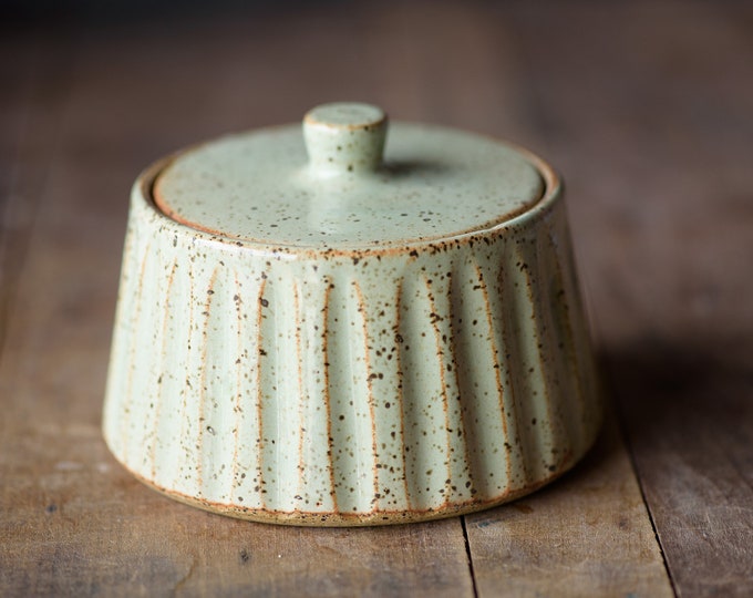 Handmade Pottery Jar With Lid Reduced Price Pottery 2nd Rusty Green Ceramic Pottery Container Etsy