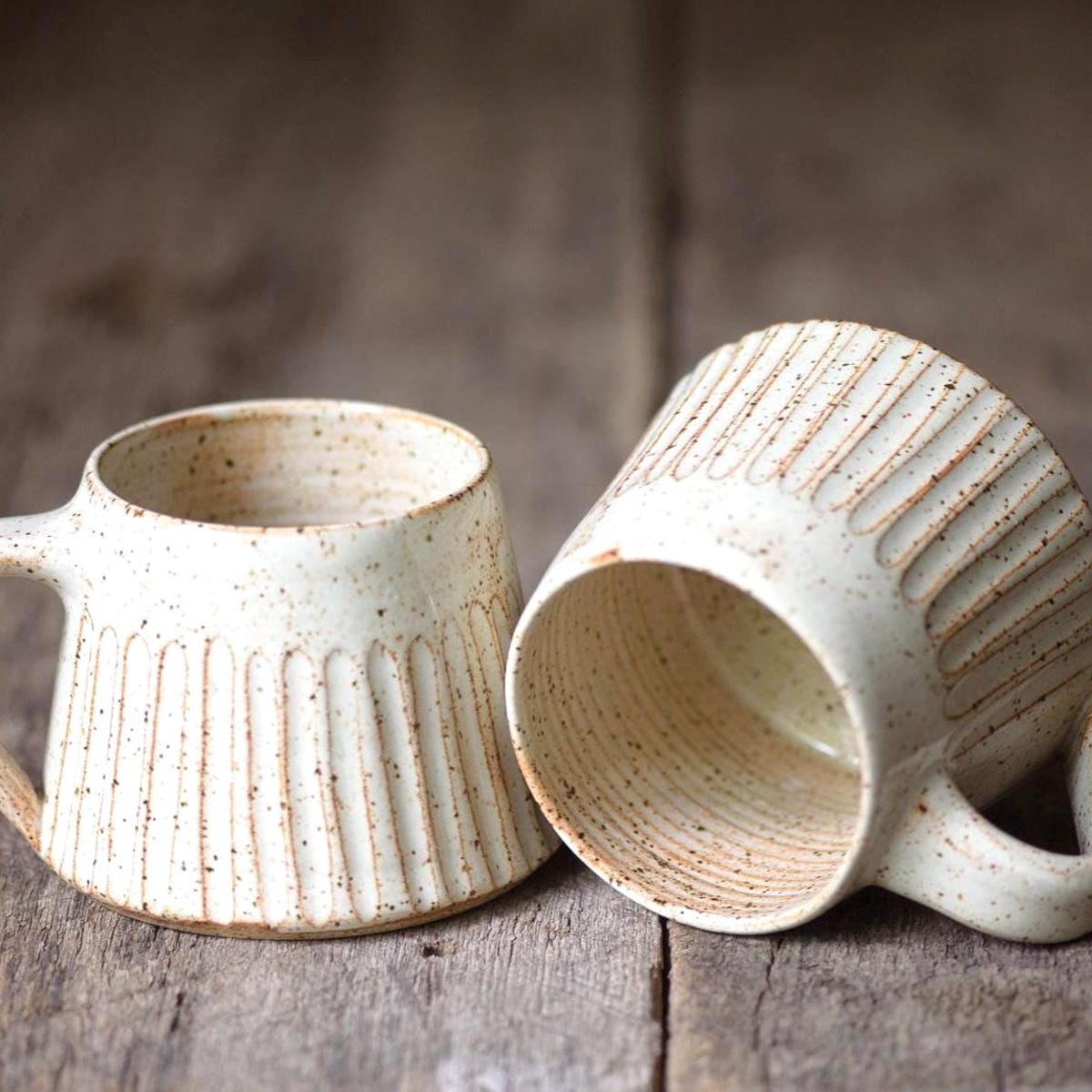 Handmade Pottery Mug with Handle - Wheel Thrown Ceramic Coffee Mug