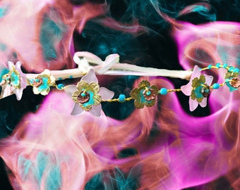 Hoya Flower Tiara: Art Nouveau Pink Hair Vine