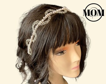 Crochet Silver Pearl Crown: Handmade Tudor Regency Tiara