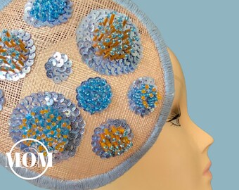 Blue Galaxy Fascinator: Beaded Alien Flower Headpiece